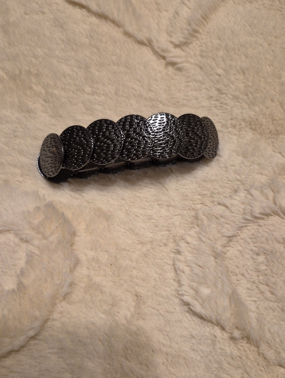 Stylish Black Textured Disc Hair Barrette - Women Accessories
